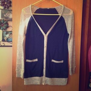 Blue & gray cardigan