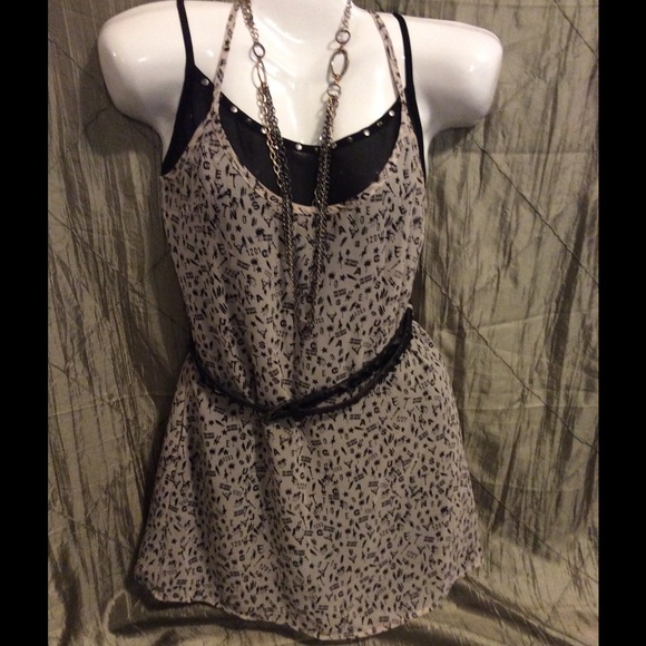 $85 GUESS Sheer Layered Dress with Belt - Small - Picture 1 of 4