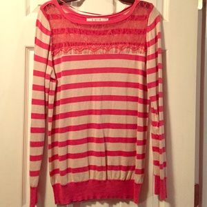 Striped sweater with lace