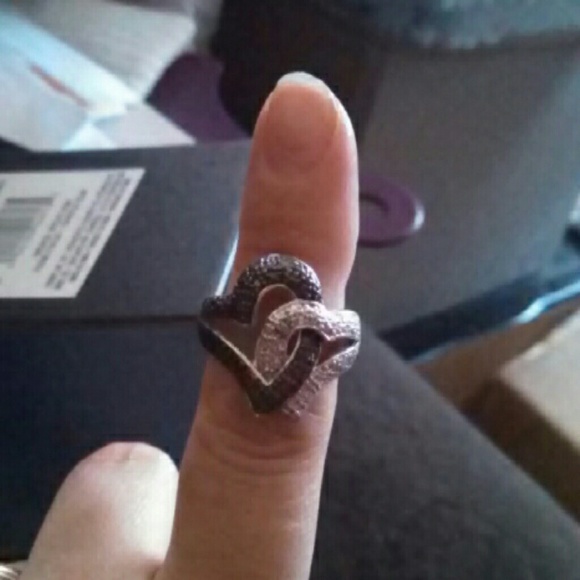 Black an silver diamond ring cz