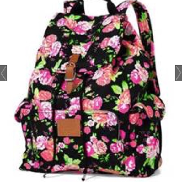 VICTORIAS SECRET PINK FLORAL BACKPACK ~ used