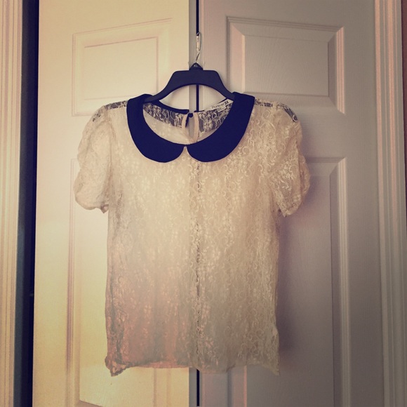 Beige and black lacy forever 21 top