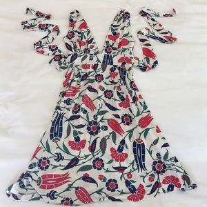 Nieves Lavi Deep V 100% Silk Dress