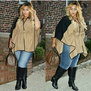 Tan and Black Poncho