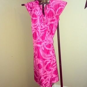 BR 100% silk pretty in pink wrap dress