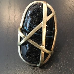 NWOT Black and turquoise Druzy ring.