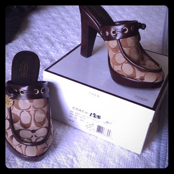 Coach Shoes - COACH Clog Mule Style Slip-on High Heel Shoes