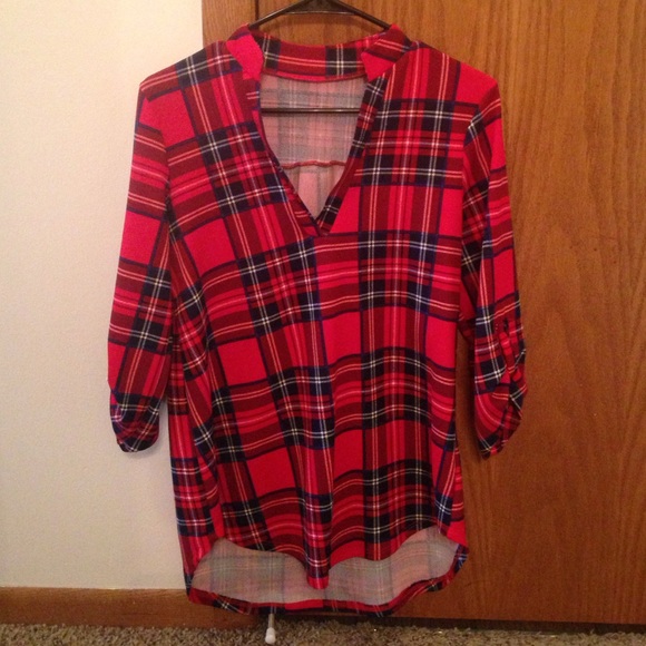 Red and Navy plaid shirt