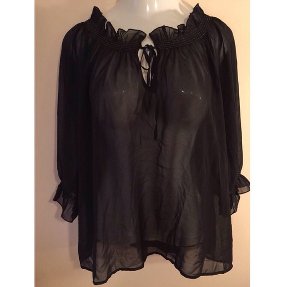 H&M black chiffon top