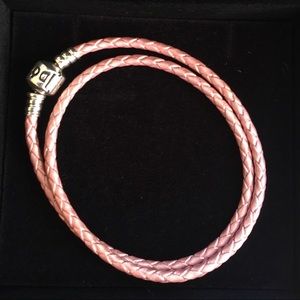 Pandora Double Leather Pink Bracelete