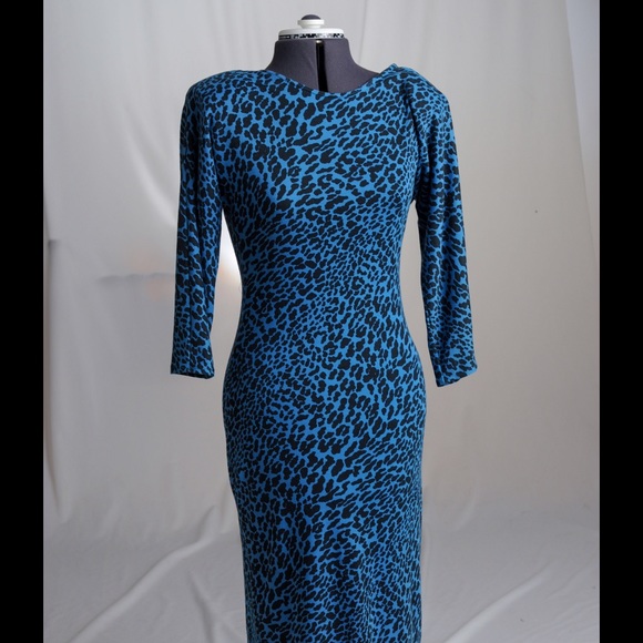 Blue Leopard Print Dress