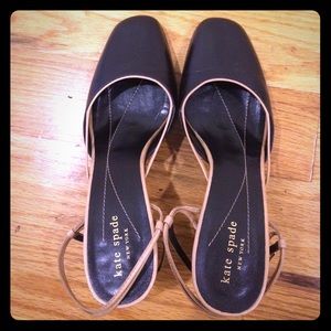 Kate Spade Cameron Black/Calf sling back heels.