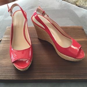 Franco Sarto Patent Leather Coral Wedges