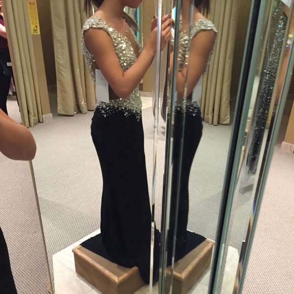 Black & silver jovani prom dress