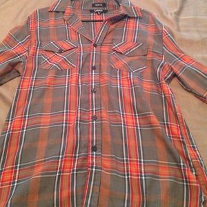 Great men's long sleeve plaid button up shirt!