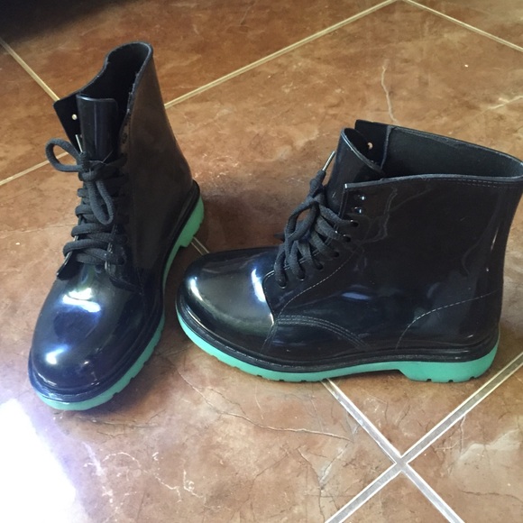 Ankle Lace Up Doc Marten style Rubber Rain boots
