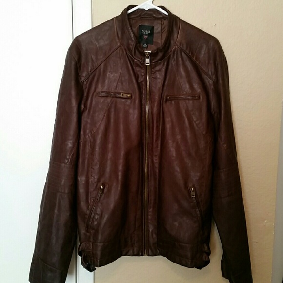 Guess Other - MENS - Moto brown faux leather jacket