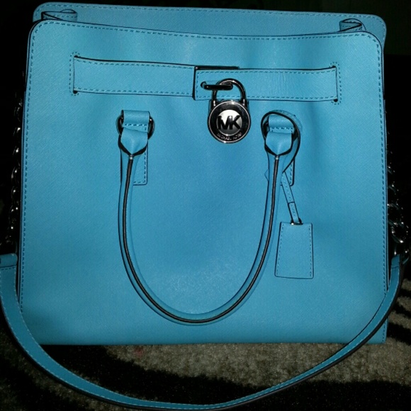 Aquamarine Michael kors hamilton bag