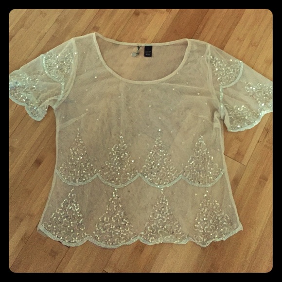 Sequined mesh blouse by BKE
