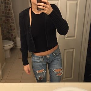 Cropped Black Cardigan
