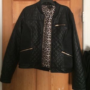 Black faux leather jacket with fold hardware‼️‼️‼️