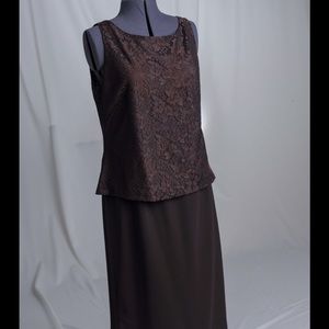 Brown Blazer and Skirt Set