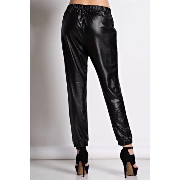 X "Shade" Leather Look Jogger Pants - Picture 3 of 4