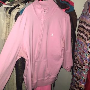 Pink polo zip up