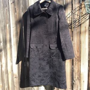 Beautiful Black ARDEN B. Floral Jacquard Trench!