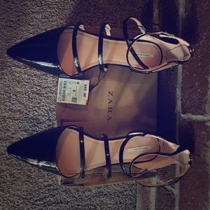 ZARA black pointed ballet flats (size 41)