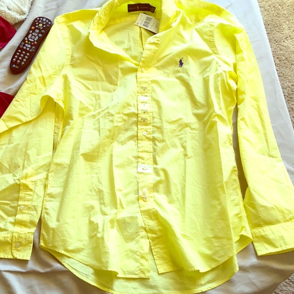 NEW Men's polo Ralph Lauren button down yellow