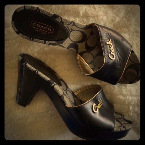 Steal Deal! Coach Black Leather Heels / Size 8.5