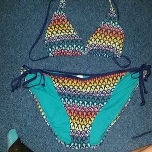 Faux peacock looming bikini set