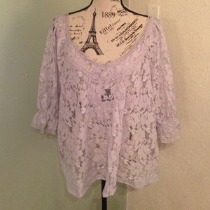 Grey sheer lace top