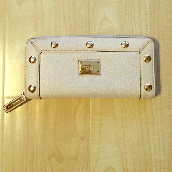 Authentic MK Delancy Studded Zip Around Wallet