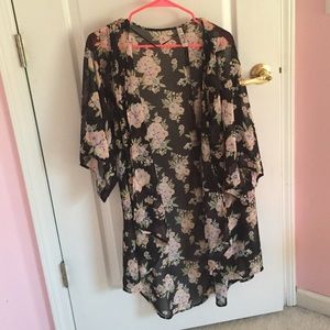 Kimono cardigan floral print black pink Mudd💎😍