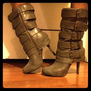 Gray fur lined boots