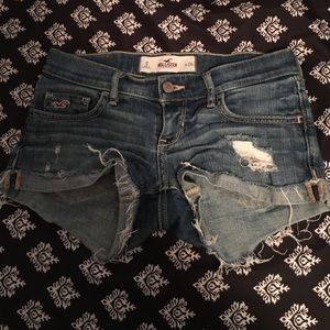 Hollister ripped blue jean shorts