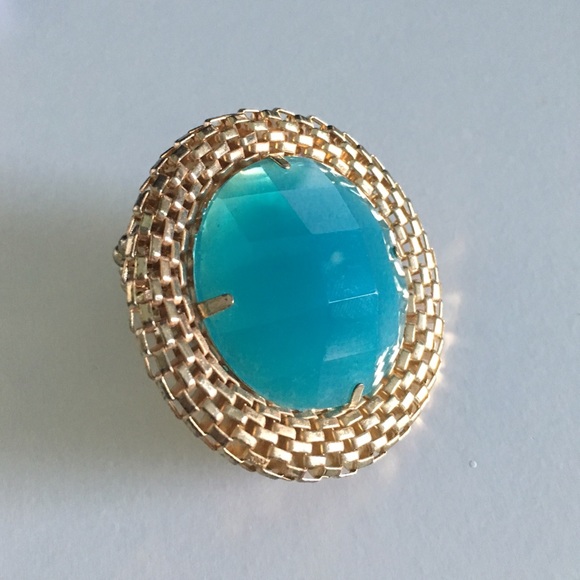 Amrita Singh Turquoise Blue Stone Statement Cocktail Ring