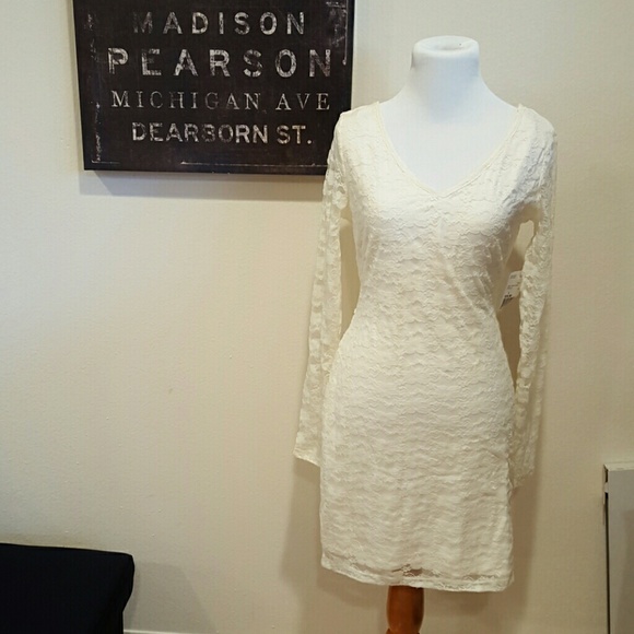 Off white sexy lace cut out dress
