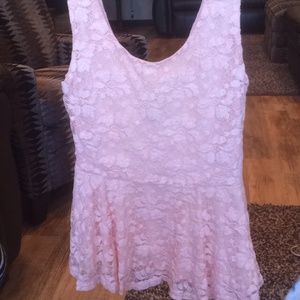 Lace pink tank top