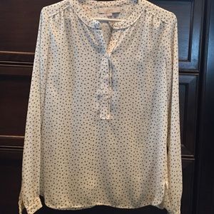Cream long sleeve blouse with unique pattern