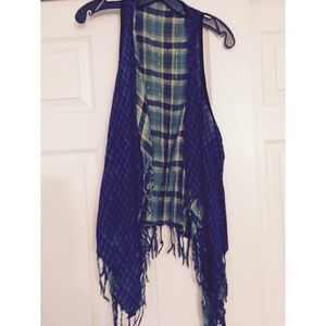 reversible fringe vest