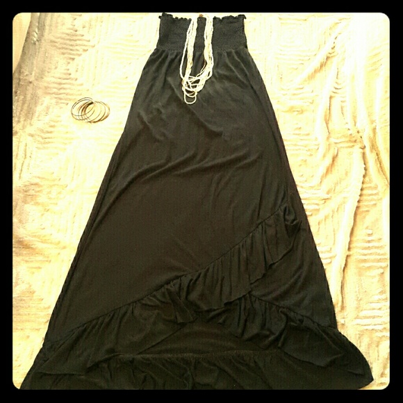 Black ruffle maxi dress