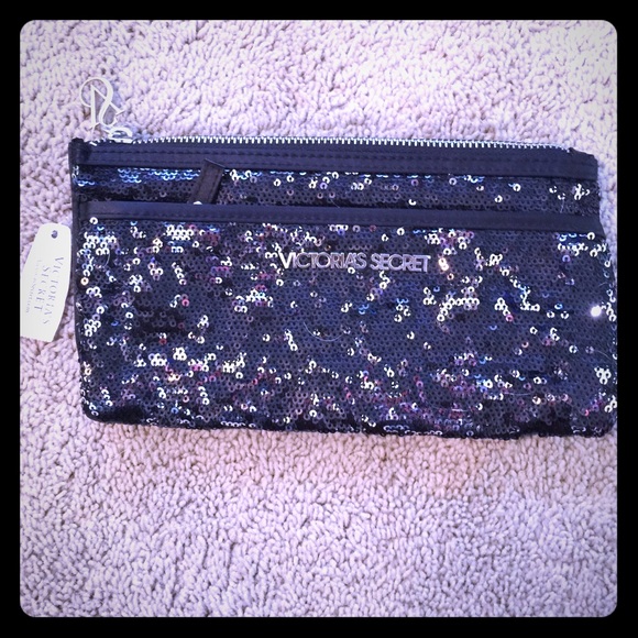 Victoria's Secret Sparkle sequins black clutch