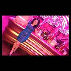 Blue rhinestone mini dress