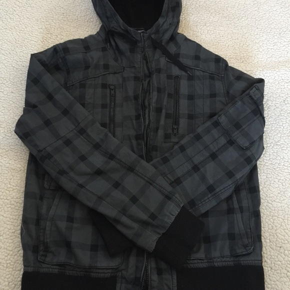Grey checkered men's jacket.
