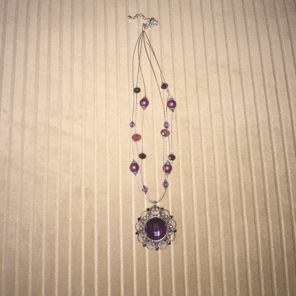 Purple jeweled and beaded vintage looking necklace