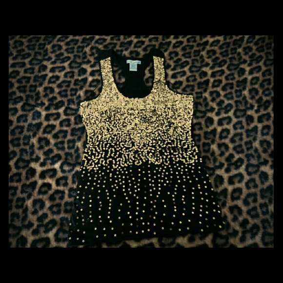 Black and Gold Ombre Sequin Tank