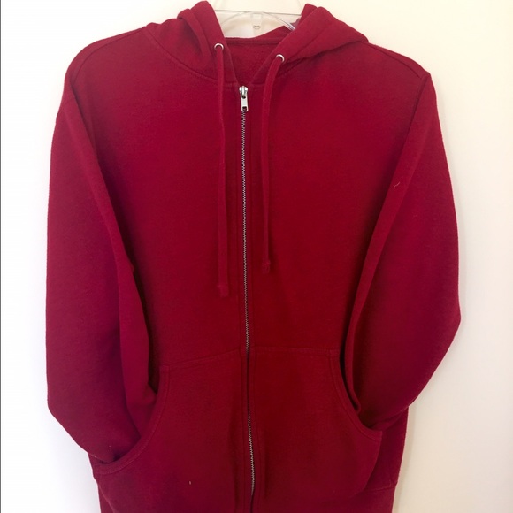 Independent Trading Co., red zip-up hoodie, size S